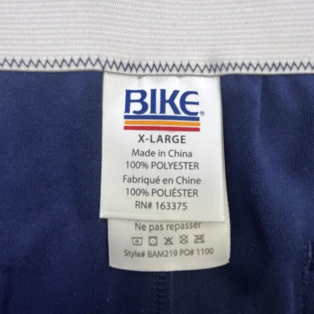 Vintage Bike Coaches Shorts Mens XL 38 Blue White Stripes Double Snap Athletic